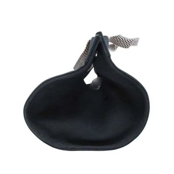 Hermes Cannes PM Handbag Tote Canvas Herringbone with Pouch Black Ivory - Picture 3 of 11